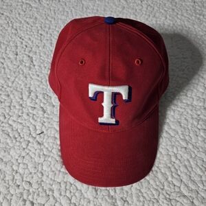 Vtg Texas Rangers Snapback Hat Cap Embroidered Logo Red T Logo MLB Baseball